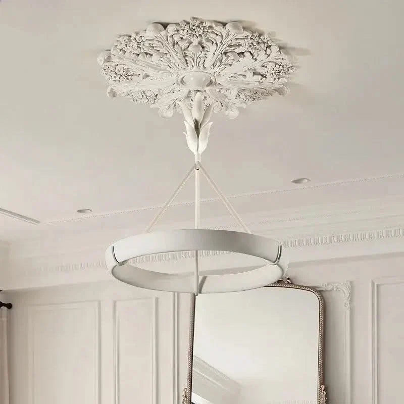 Calderone Resin Ring Ceiling Chandelier – Semi-Flush Mount Iron Resin, CCC & CE Certified, 1-Year Warranty