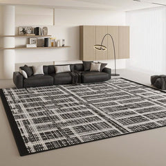 Black & White Maze Diagonal Net Rug: Modern Sophistication